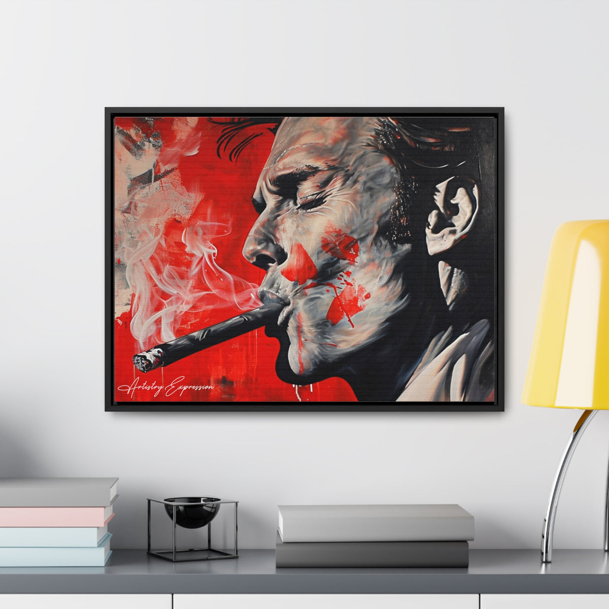 Portrait of a Man Smoking with Red Hues