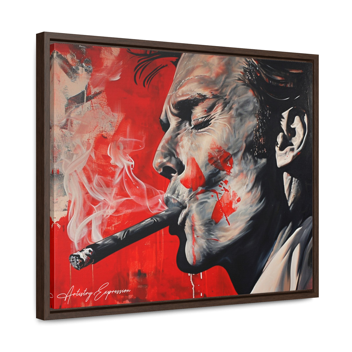Portrait of a Man Smoking with Red Hues