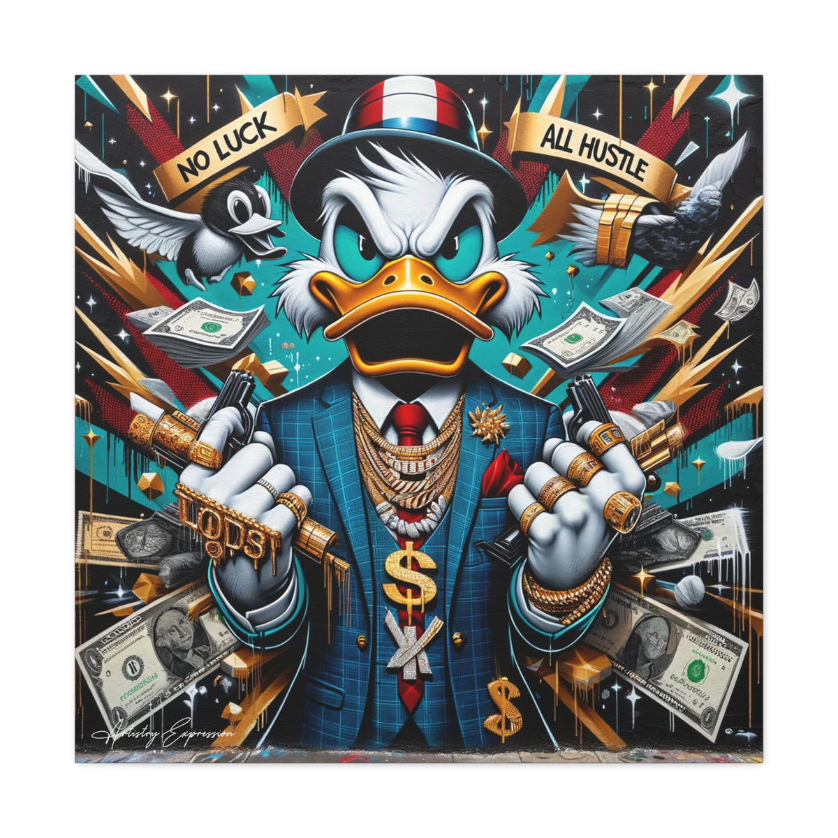 Graffiti Rebellion: Urban Canvas with Gangsta Donald Duck