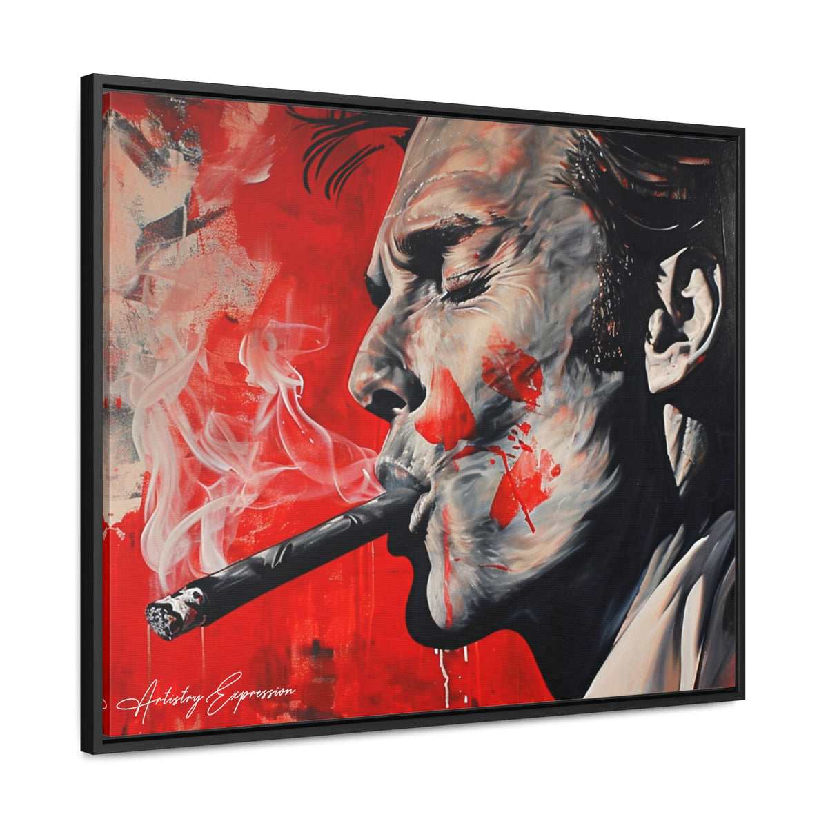 Portrait of a Man Smoking with Red Hues
