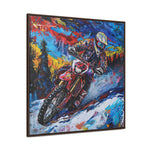 Snowy Velocity: Motorcycle in Full Color