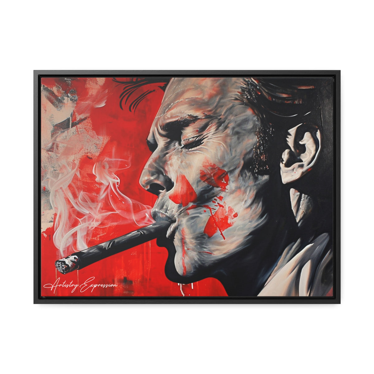 Portrait of a Man Smoking with Red Hues