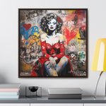 Graffiti Couture: Red-Dressed Lady in Urban Scene