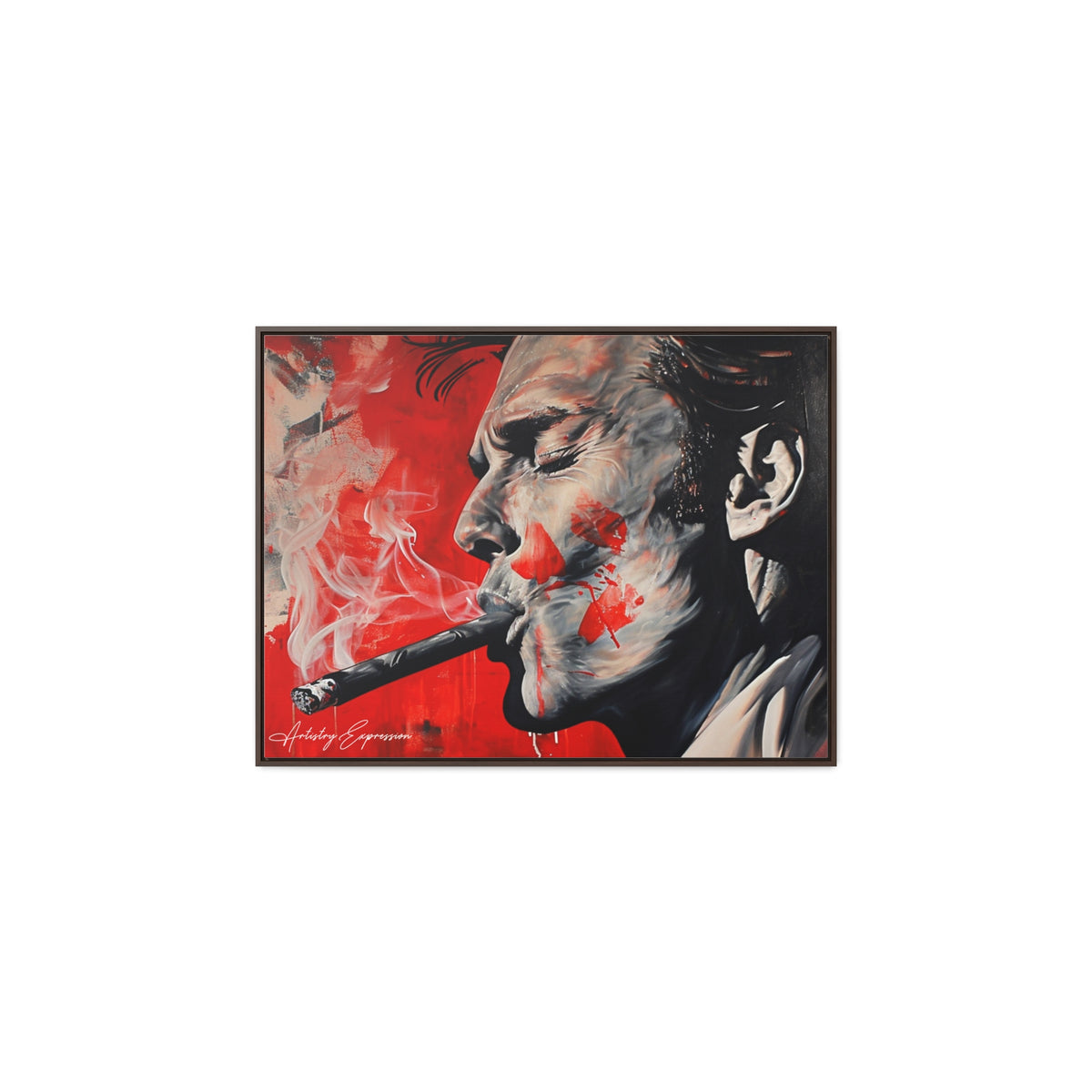 Portrait of a Man Smoking with Red Hues