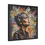 Urban Beats: Graffiti Canvas Featuring Girl with Music and Money