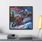 Snowy Velocity: Motorcycle in Full Color