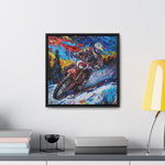 Snowy Velocity: Motorcycle in Full Color