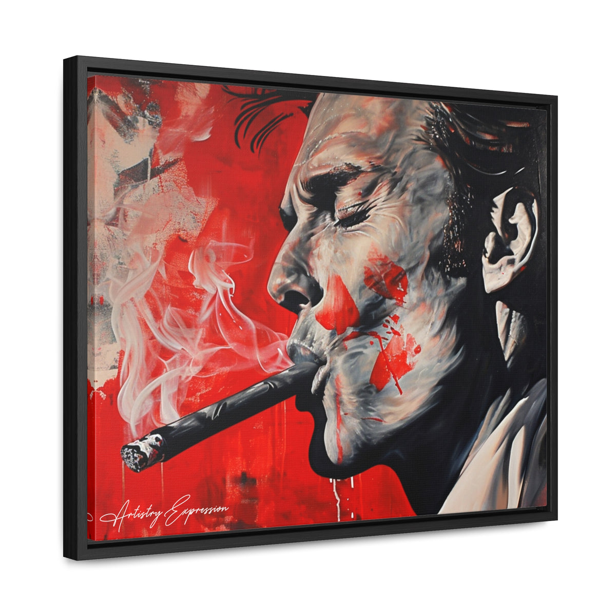 Portrait of a Man Smoking with Red Hues