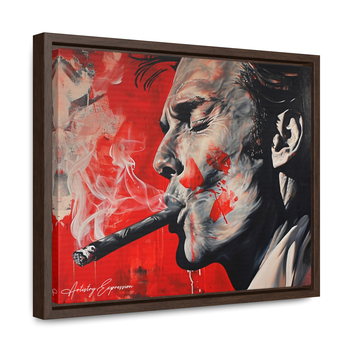 Portrait of a Man Smoking with Red Hues