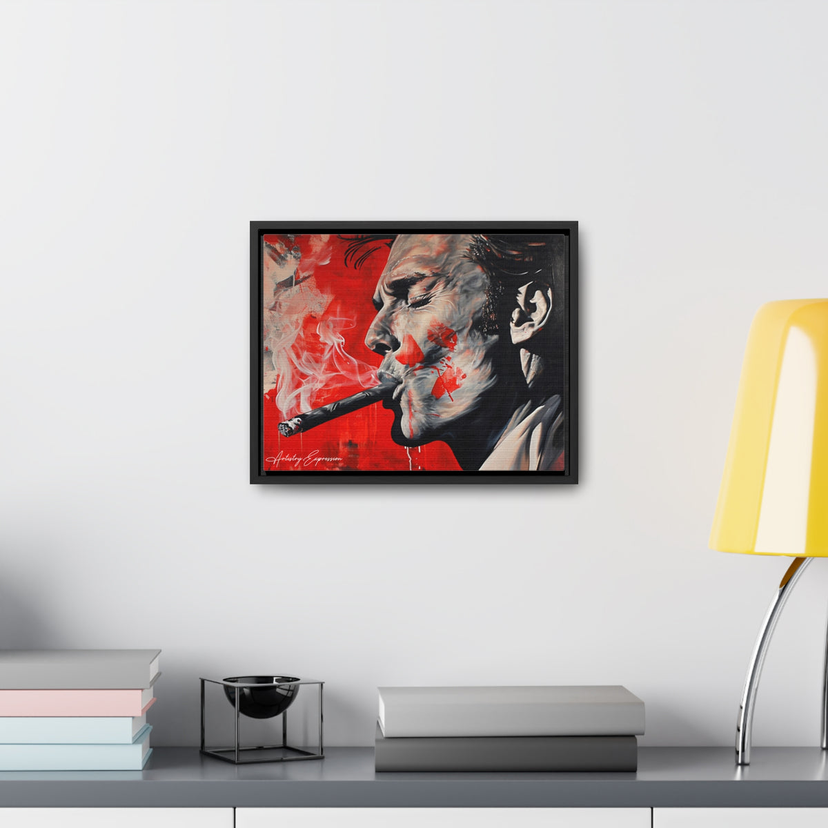 Portrait of a Man Smoking with Red Hues