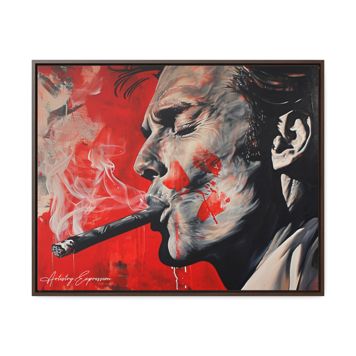 Portrait of a Man Smoking with Red Hues
