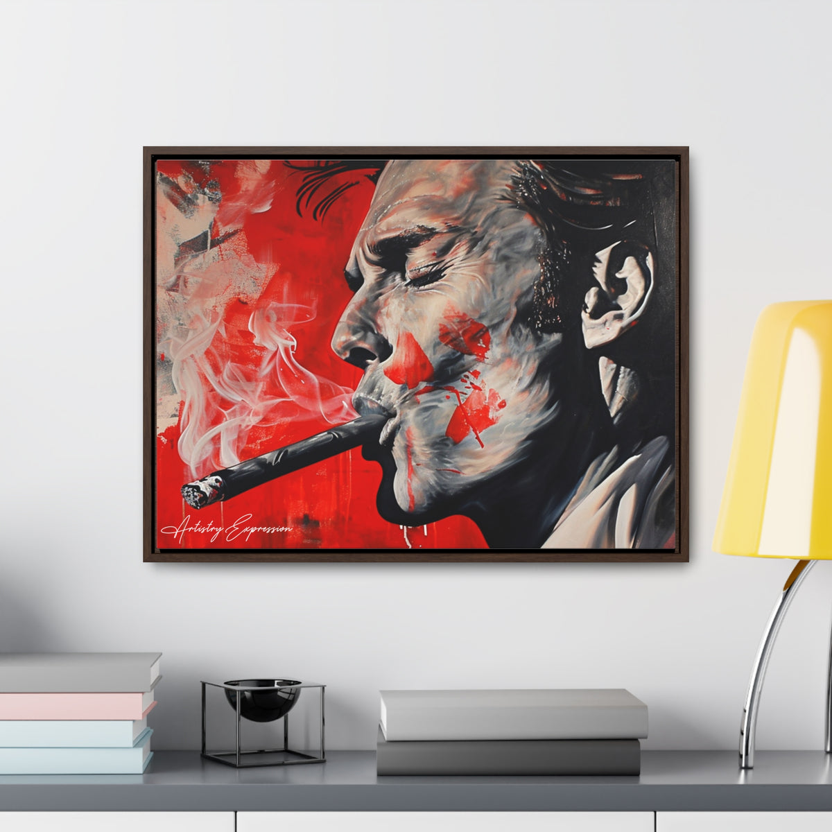 Portrait of a Man Smoking with Red Hues