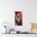 Red-Tinted Portrait of a Woman with Tattoos