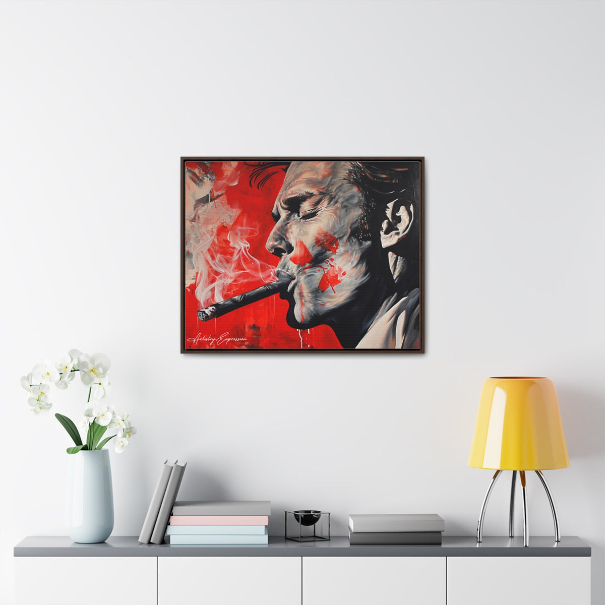 Portrait of a Man Smoking with Red Hues