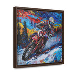 Snowy Velocity: Motorcycle in Full Color