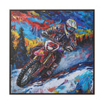 Snowy Velocity: Motorcycle in Full Color