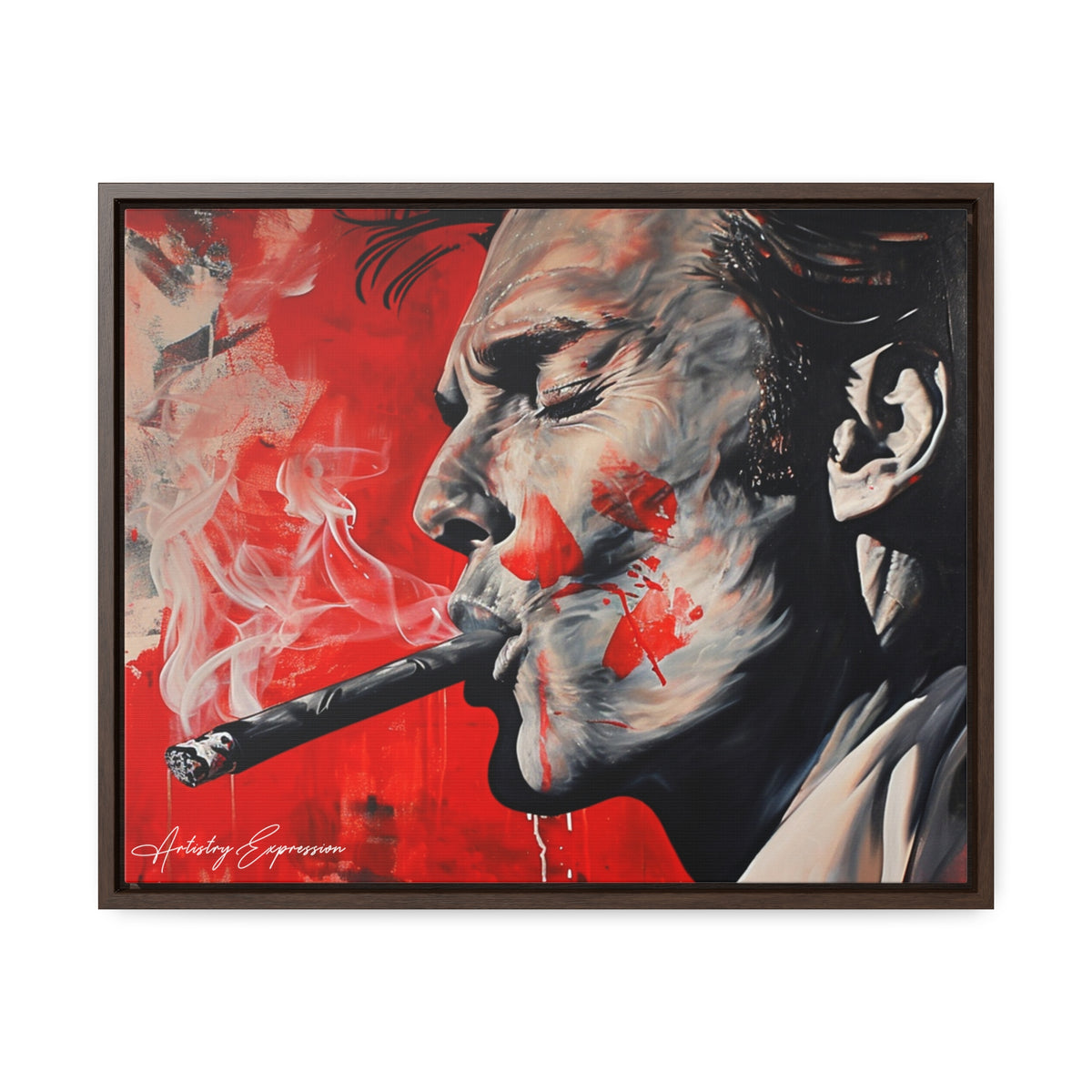 Portrait of a Man Smoking with Red Hues