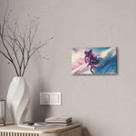 Motorcycle Racing Through a Snowy Palette