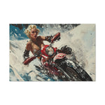 Arctic Vixen: Sleek Motorcycle in Snow