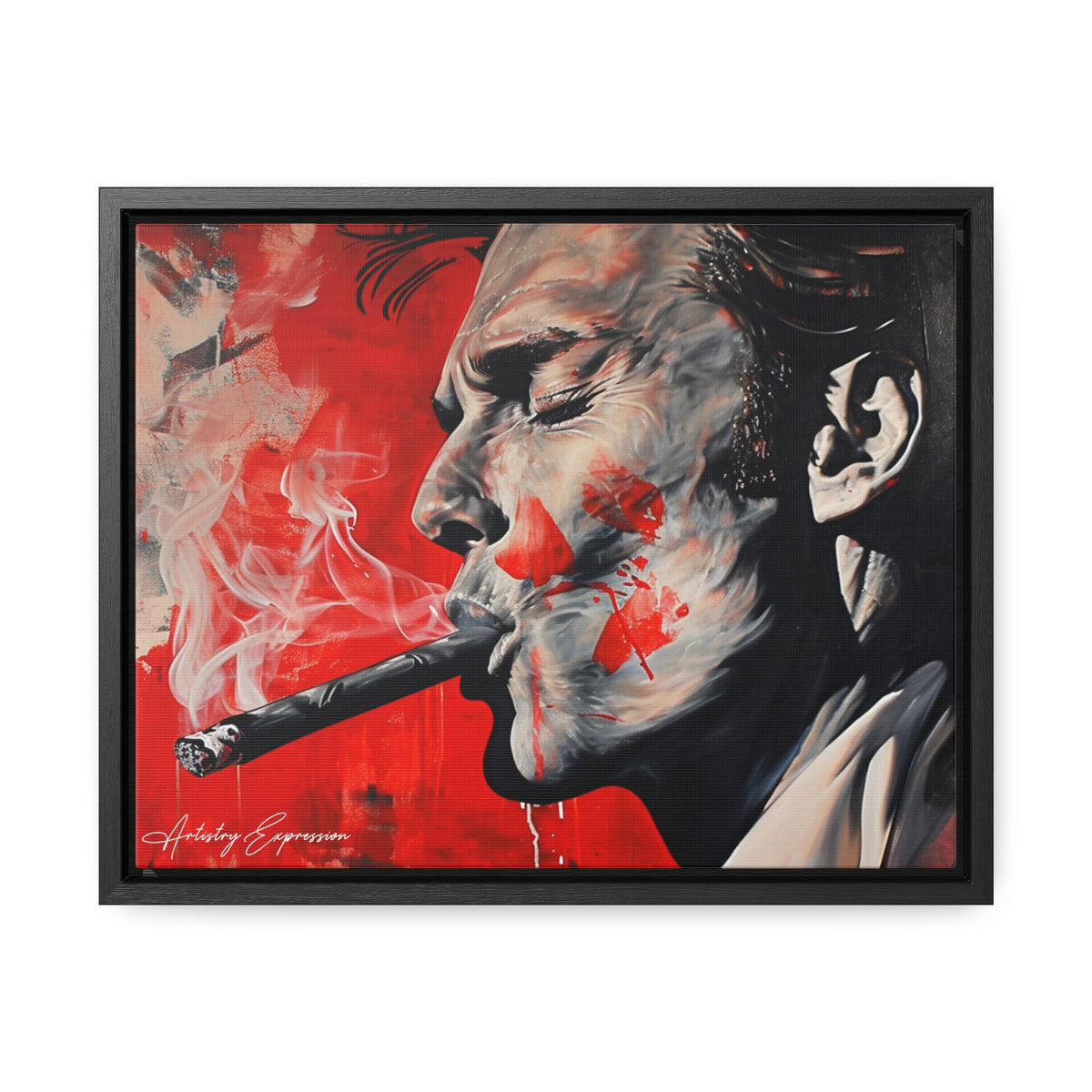 Portrait of a Man Smoking with Red Hues