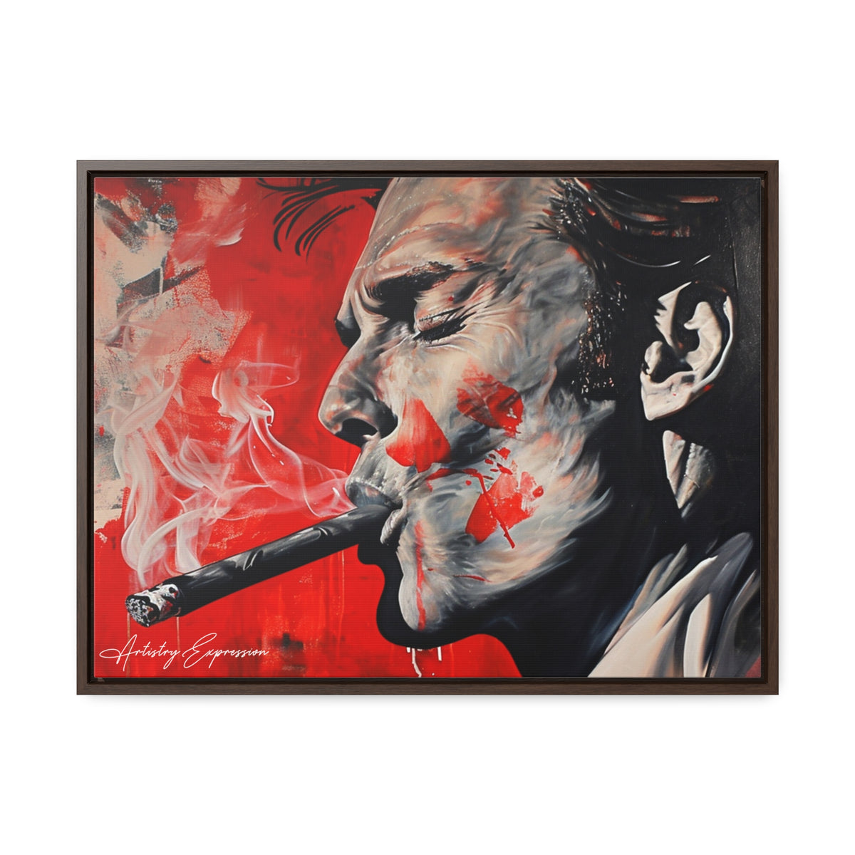 Portrait of a Man Smoking with Red Hues