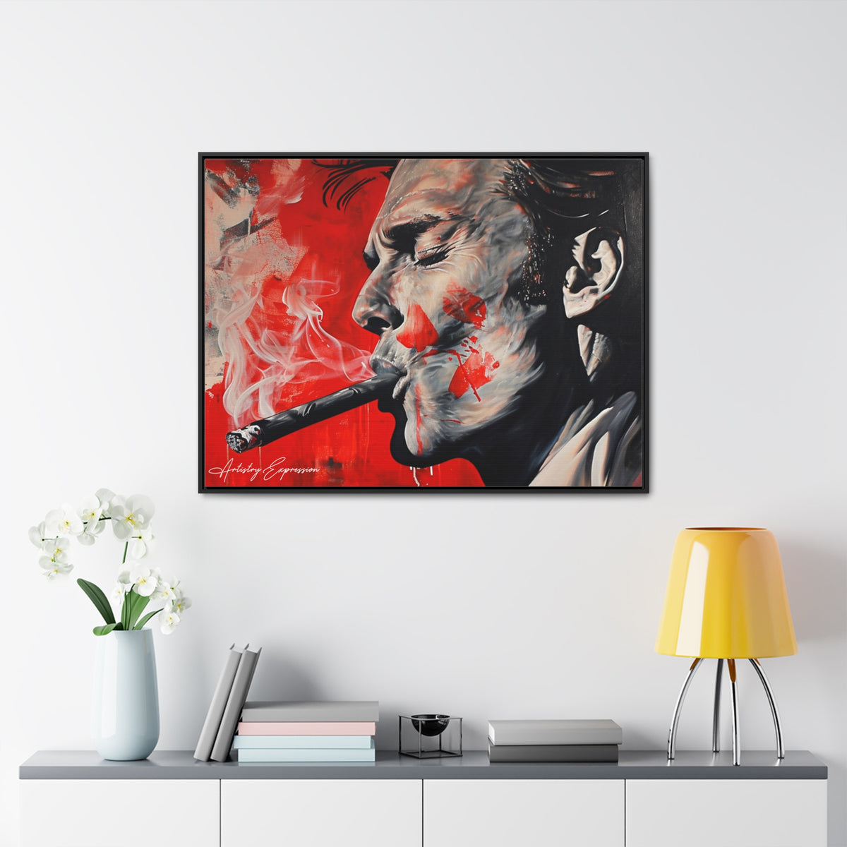 Portrait of a Man Smoking with Red Hues