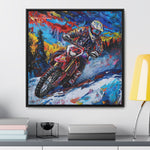 Snowy Velocity: Motorcycle in Full Color