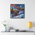 Snowy Velocity: Motorcycle in Full Color