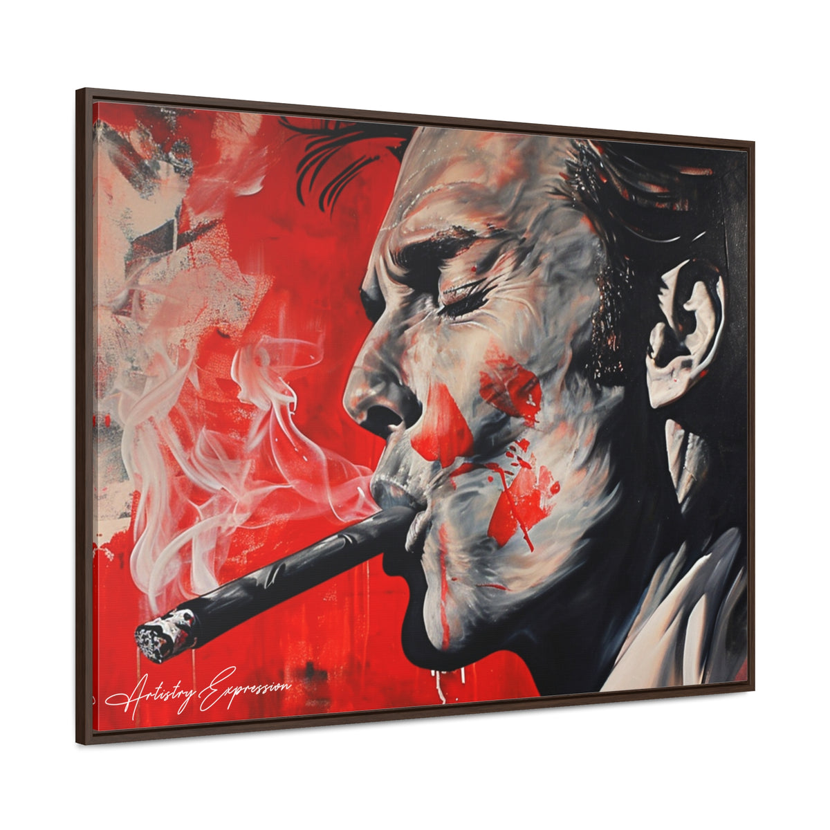 Portrait of a Man Smoking with Red Hues