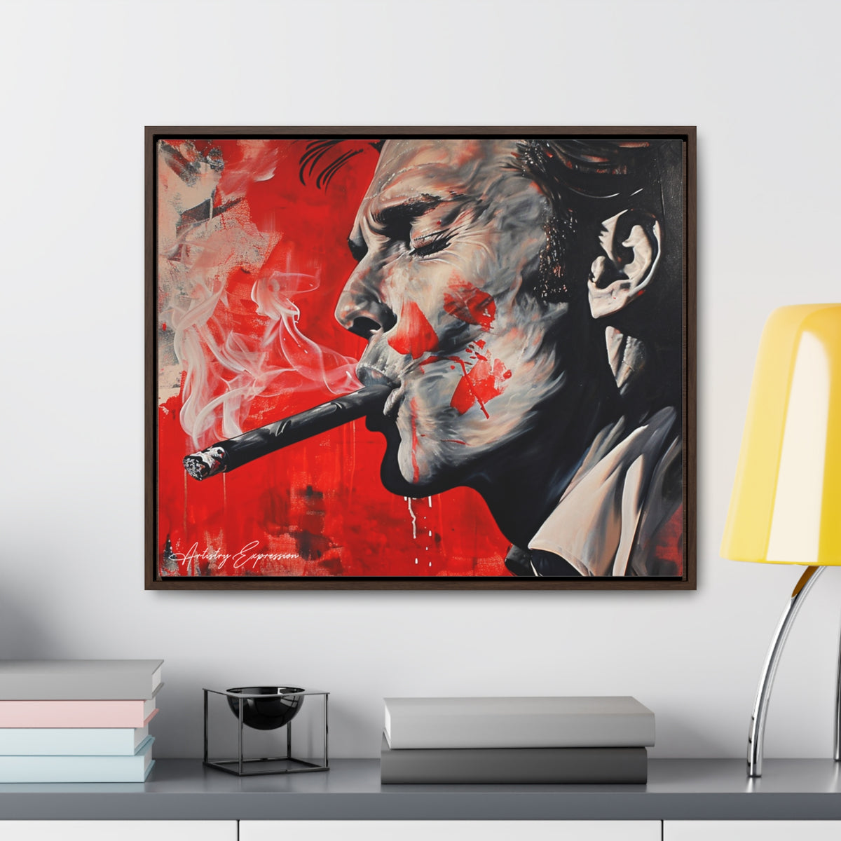 Portrait of a Man Smoking with Red Hues