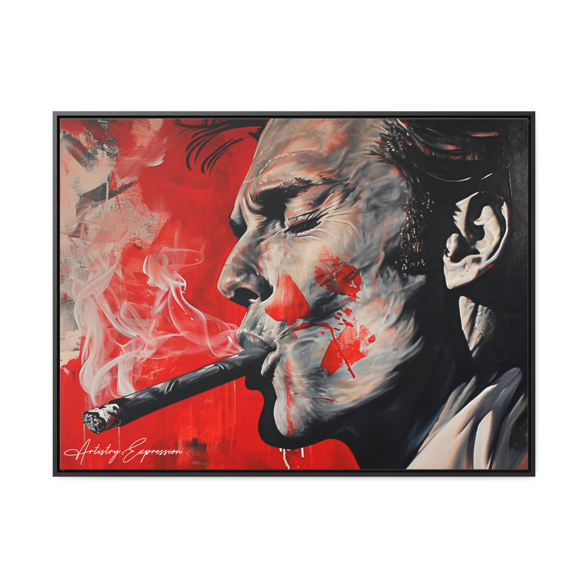 Portrait of a Man Smoking with Red Hues