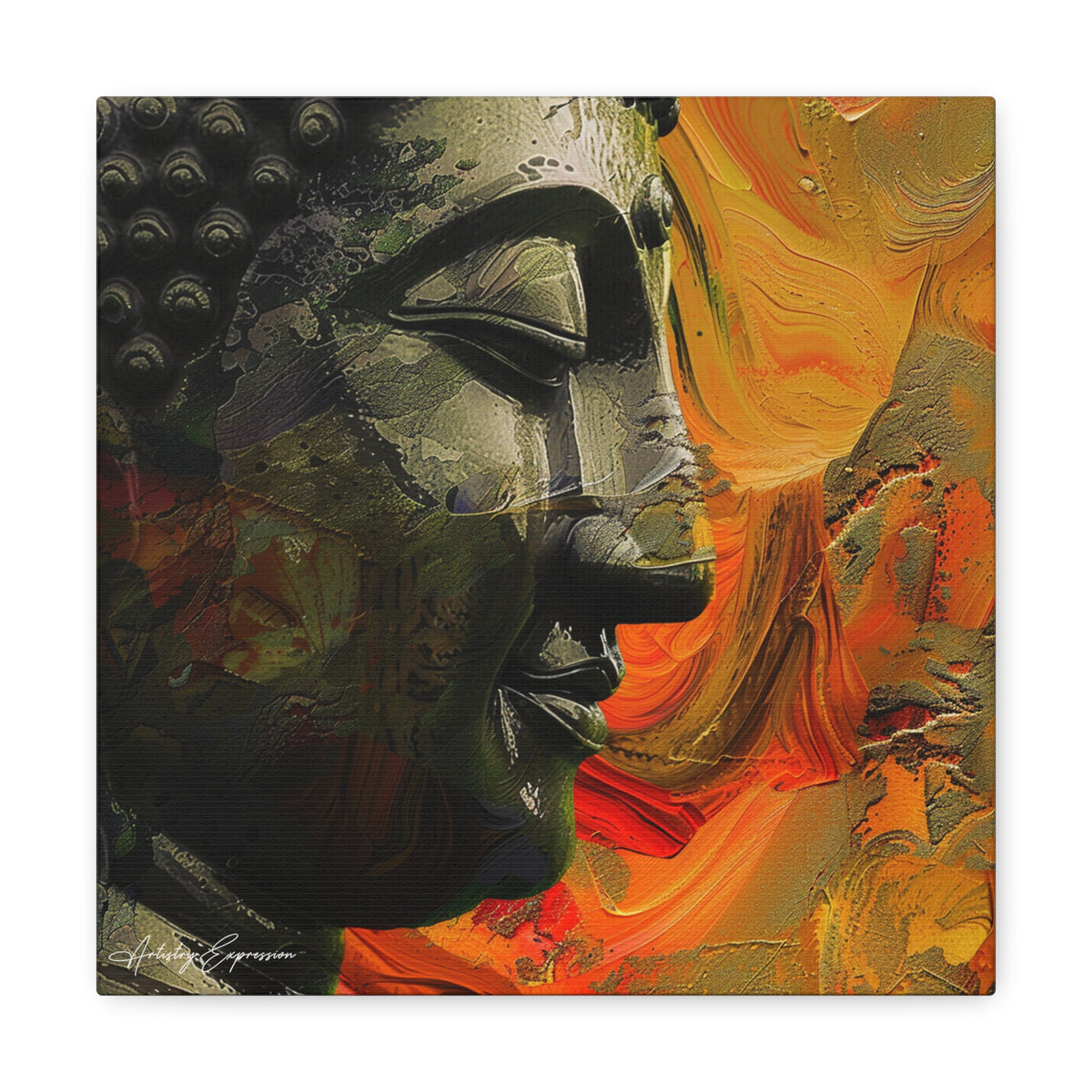Tranquil Fusion: Modern Buddha Portrait