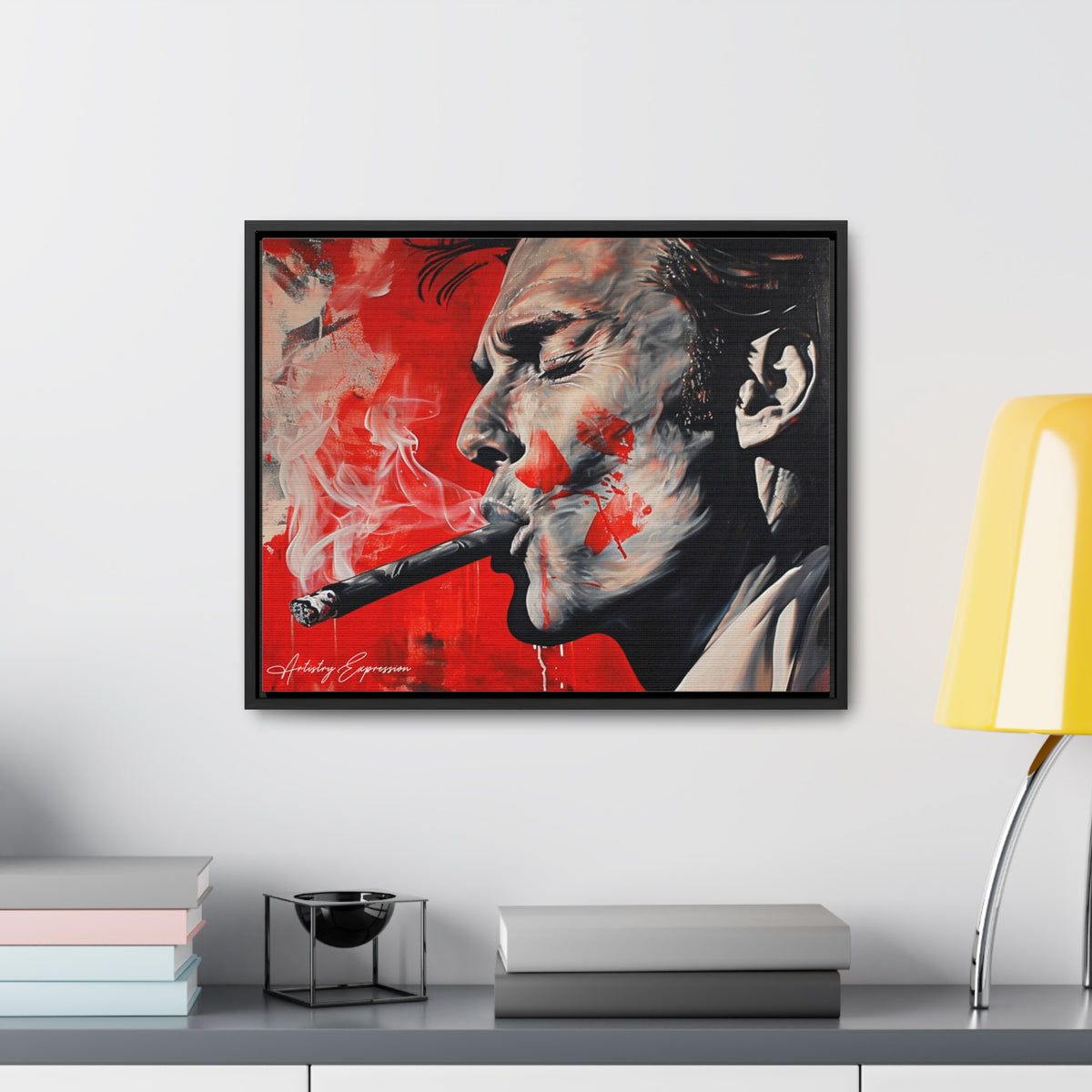 Portrait of a Man Smoking with Red Hues