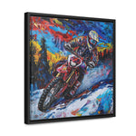 Snowy Velocity: Motorcycle in Full Color