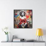 Graffiti Couture: Red-Dressed Lady in Urban Scene