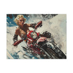 Arctic Vixen: Sleek Motorcycle in Snow