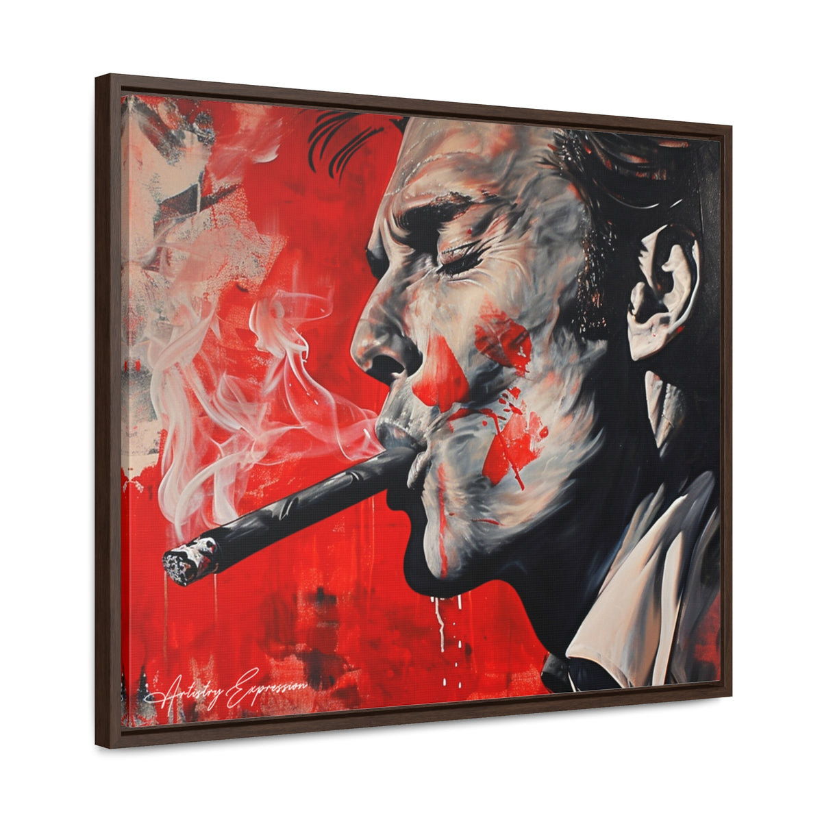 Portrait of a Man Smoking with Red Hues