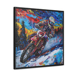 Snowy Velocity: Motorcycle in Full Color