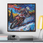 Snowy Velocity: Motorcycle in Full Color