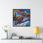 Snowy Velocity: Motorcycle in Full Color