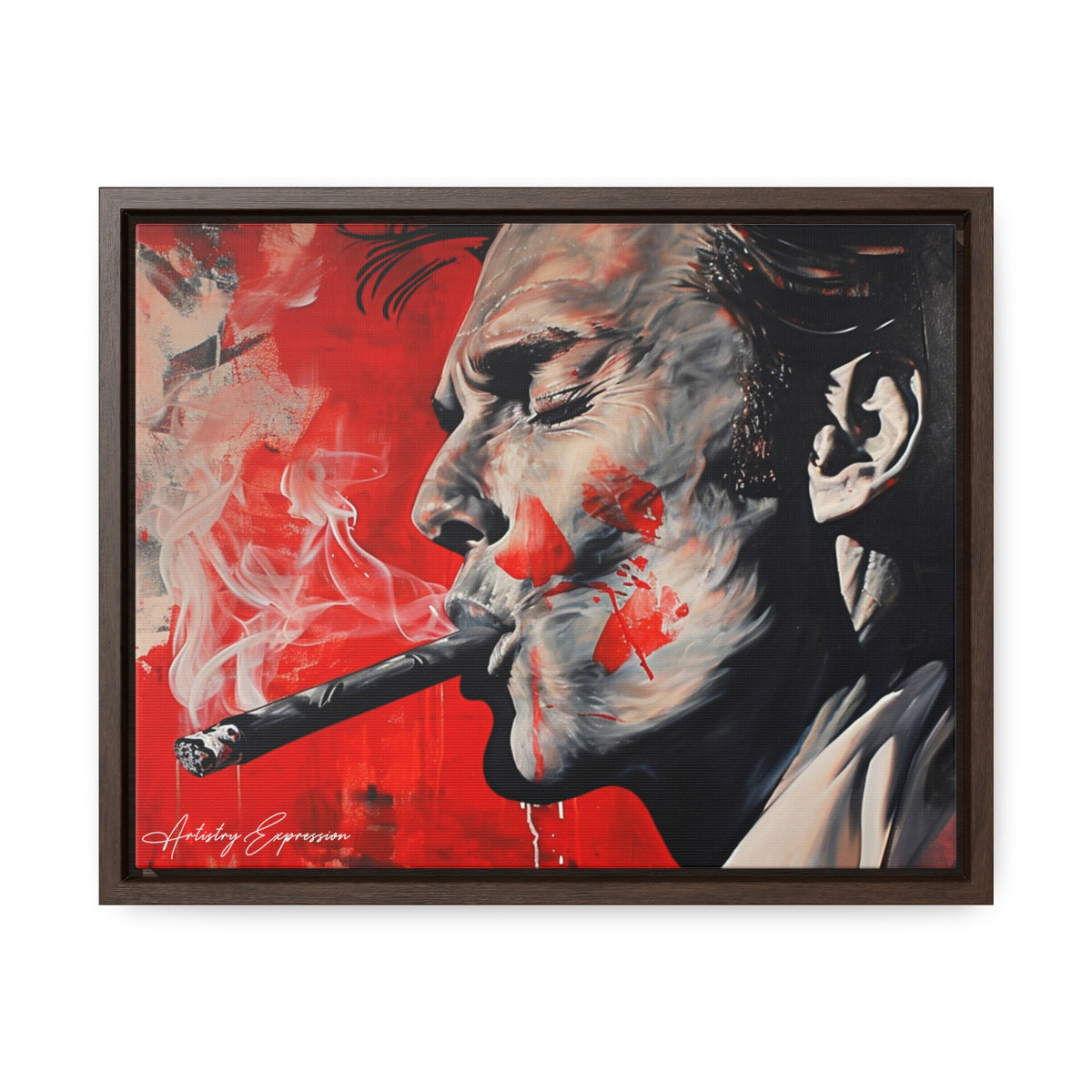 Portrait of a Man Smoking with Red Hues