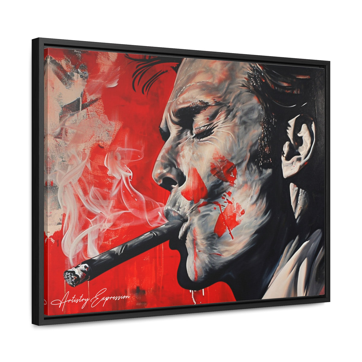 Portrait of a Man Smoking with Red Hues