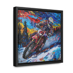 Snowy Velocity: Motorcycle in Full Color