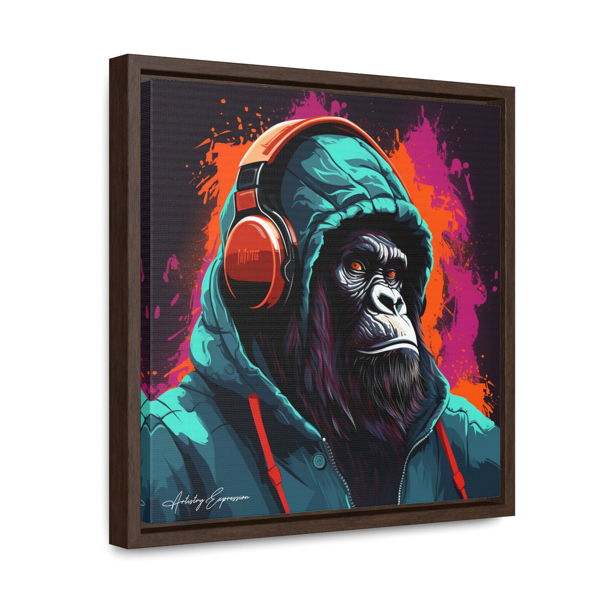 Graffiti Groove: Hooded Gorilla Jamming with Headphones