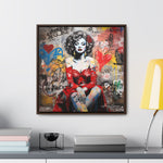 Graffiti Couture: Red-Dressed Lady in Urban Scene