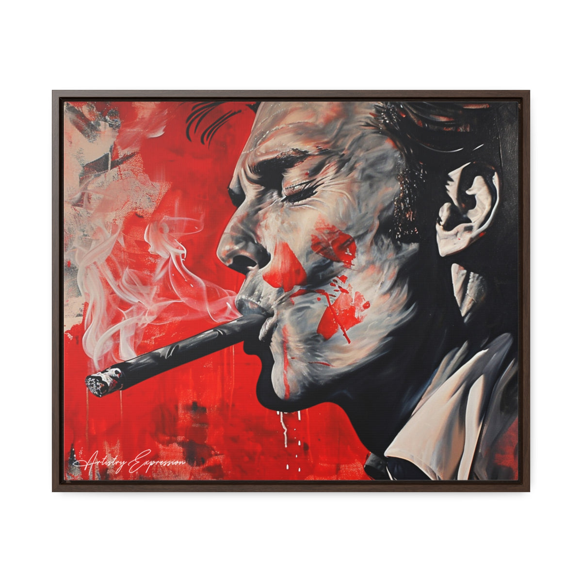 Portrait of a Man Smoking with Red Hues