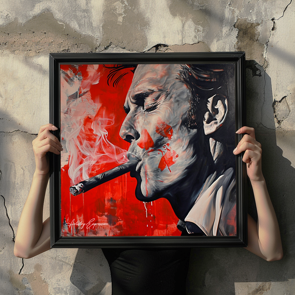 Portrait of a Man Smoking with Red Hues